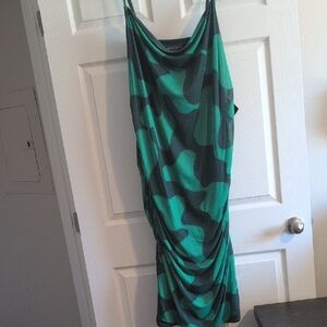 Ava & Viv Green and Black Midi Dress
